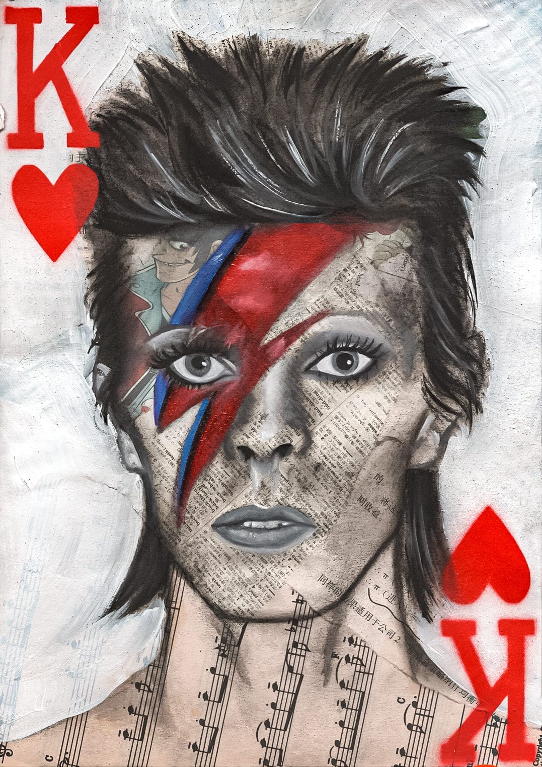 Danielle O'Reilly Art David Bowie King of Hearts Print Painting Artwork Wall decor Portrait Art Celebrity Canvas