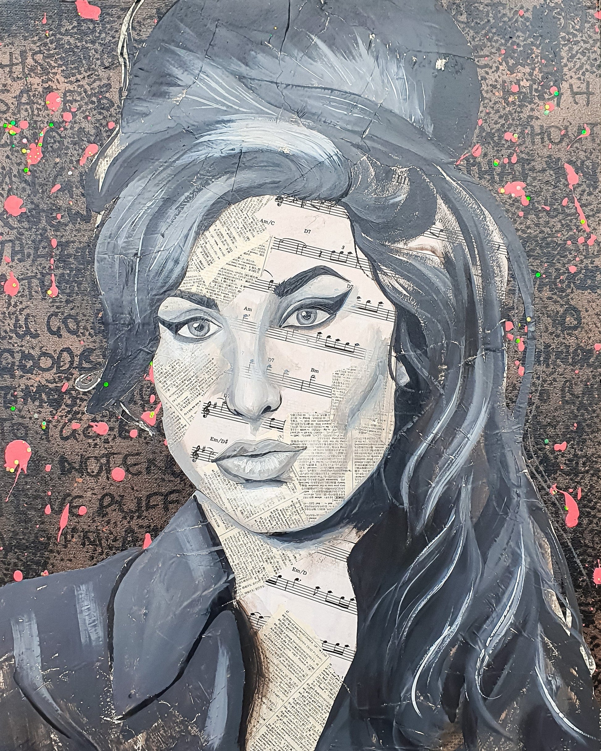 Danielle O'Reilly Art Day 82 - BLACK Painting Artwork Wall decor Portrait Art Celebrity Canvas