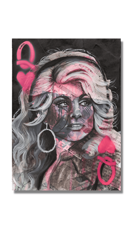 Danielle O'Reilly Art Dolly Parton Queen of Hearts Painting Artwork Wall decor Portrait Art Celebrity Canvas