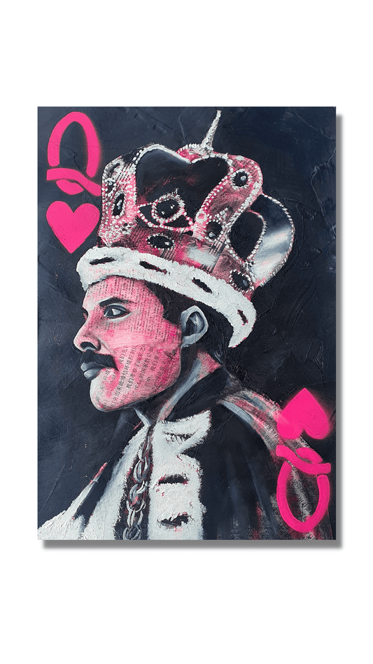 Danielle O'Reilly Art Freddie Mercury Queen of Hearts Painting Artwork Wall decor Portrait Art Celebrity Canvas
