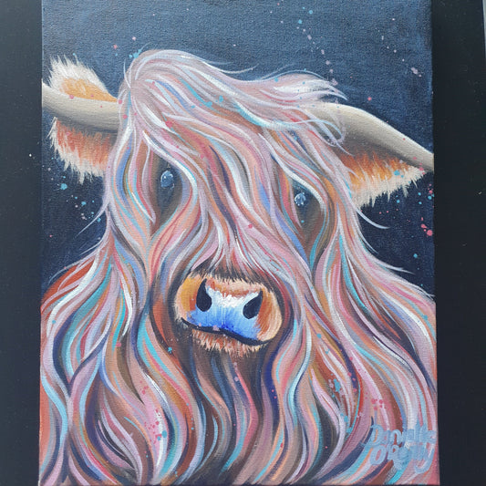 Danielle O'Reilly Art Highland Cow Painting Artwork Wall decor Portrait Art Celebrity Canvas