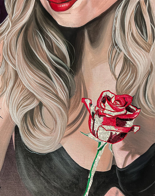 Danielle O'Reilly Art Kiss From a Rose Painting Artwork Wall decor Portrait Art Celebrity Canvas