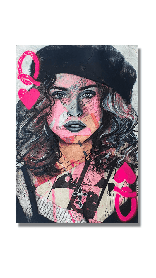 Danielle O'Reilly Art Madonna Queen of Hearts Painting Artwork Wall decor Portrait Art Celebrity Canvas