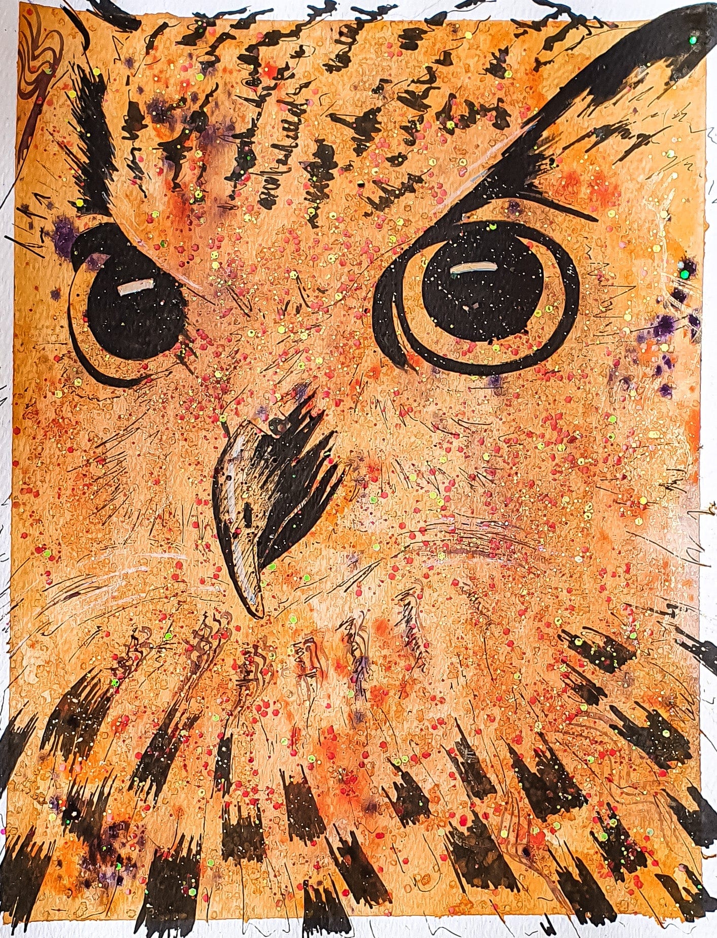 Danielle O'Reilly Art Pay in Full Day 58 - OWL Painting Artwork Wall decor Portrait Art Celebrity Canvas